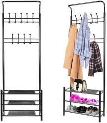Ruhhy Előszoba bútor ruhaakasztó fogas cipőpolccal fekete 192x65x29 cm 15744 (5902802921697)