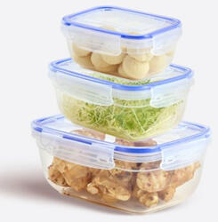 Dünya Plastik Műanyag ételtároló doboz légmentesen zárható tetővel 3 db (DÜ309)