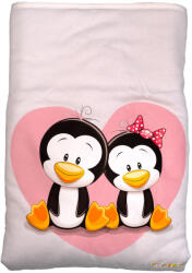 Babastar Pamut bélelt babatakaró 70x90cm - Pingvinpár fehér
