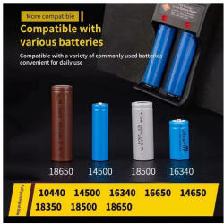  14500/16340/18650 dupla 3, 7V Li-ion akkumulátor töltő (18650-G2-4-10)