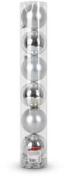 Artezan Karácsonyfadísz Gömb 8cm Cső Ezüst 7db/Doboz + 2m Gyöngyfüzér (ACB8-T-S-7)