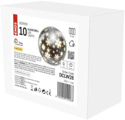 EMOS LED karácsonyi üveggömb - hópelyhek, 12 cm, 3x AA, beltéri, meleg fehér, időzítő DCLW28 (DCLW28)