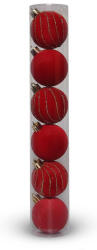 Artezan Karácsonyfadísz Gömb Bársonyos, 5cm Cső Piros 6db/Cső (ACB5F-T-R-6)