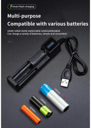  14500/16340/18650 3, 7V Li-ion akkumulátor töltő (18650-G2-4-9)