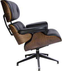 King Home Lounge Prémium Bőr Fotel Diófa Fekete Forgatható (KHM-KH1501100170)