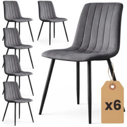 AKORD AKORD LIVO Étkezőszék Welur Sötét Grafit Fekete Lábakkal 6 db (AKO-6xLIVODGR)