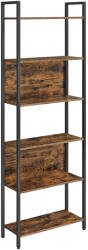 VASAGLE ALINRU Ipari Stílusú Könyvespolc Acélvázas 6 Polcos Rusztikus Barna-Fekete (EUZ-LLS113B01)
