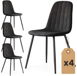 AKORD AKORD LUMO Kárpitozott Szék Welur Fekete Pikírozott 4 db-os Szett (AKO-4xLUMOBLA)