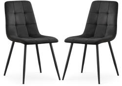 AKORD AKORD NERO Étkezőszék Welúr Fekete Kárpitozott Steppelt (AKO-2xNEROBLA)