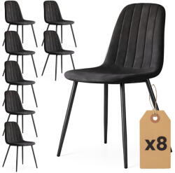 AKORD AKORD LUMO kárpitozott szék welur fekete pikírozott fekete lábak 8 db-os szett (AKO-8xLUMOBLA)