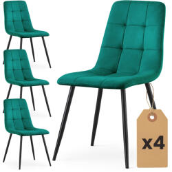 AKORD AKORD NERO Étkezőszék Welúr Palackzöld Fekete Lábakkal 4 db-os Szett (AKO-4xNEROBOG)