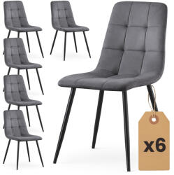 AKORD AKORD NERO Étkezőszék Welúr Sötét Grafitszürke Fekete Lábakkal 6 db-os Szett (AKO-6xNERODGR)