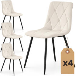 AKORD AKORD MILO kárpitozott szék welur bézs rombusz steppelt mintával fekete lábakkal 4 db-os szett (AKO-4xMILOBEI)