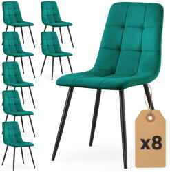 AKORD AKORD NERO Étkező Szék Welur Üvegzöld Pikírozott Fekete Lábak 8 db-os Szett (AKO-8xNEROBOG)