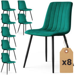AKORD AKORD LIVO Étkezőszék Welur Palackzöld Fekete Lábakkal 8 db-os Szett (AKO-8xLIVOBOG)