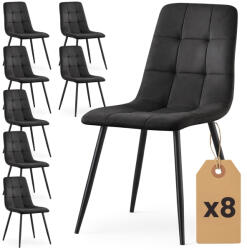 AKORD AKORD NERO étkezőszék welur fekete pikírozott fekete lábakkal 8 db-os szett (AKO-8xNEROBLA)