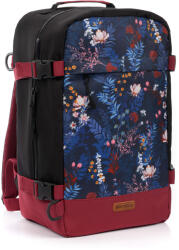 meteor Utazó Hátizsák/ Kézipoggyász- 20L - Bordó Fekete- Virágos - 40 x 25 x 20 cm (5900724066205)