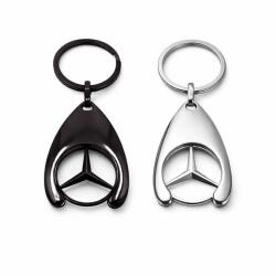 DEPOX Set de doua brelocuri de chei DEPOX, Mercedes, 7.5 cm, metal, argintiu/negru (0309)