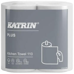 Katrin Kéztörlő tekercses KATRIN Plus Kitchen 110 2 tekercses 13, 4 cm 24 m 2 rétegű fehér (89673) - fotoland