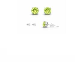  Cercei Olivina cu argint 925 rotunda fatetata 3x3x16 mm cadou cu semnificatie 1 pereche