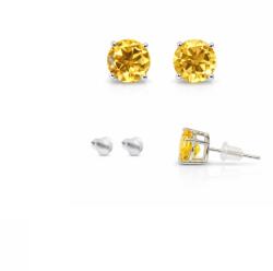  Cercei Citrin cu argint 925 rotund fatetat 5x5x15 mm cadou cu semnificatie 1 pereche