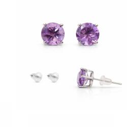  Cercei Ametist cu argint 925 rotund fatetat 6x6x16 mm bijuterie cu mesaj pozitiv 1 pereche