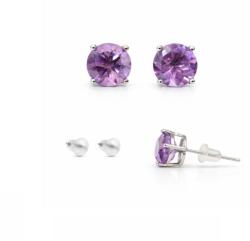  Cercei Ametist cu argint 925 rotund fatetat 7x7x16 mm cadou cu semnificatie 1 pereche