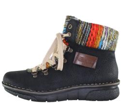 RIEKER Ghete dama, negru, casual, piele ecologica, imblanite, cu talpa joasa, Rieker 73343-00-Negru (Marime: 38) (73343-00-Negru-38)