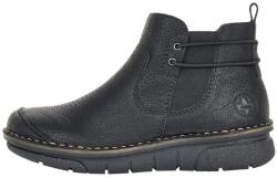 RIEKER Ghete dama, negru, casual, piele ecologica, imblanite, cu talpa joasa, Rieker 73362-00-Negru (Marime: 36) (73362-00-Negru-36)