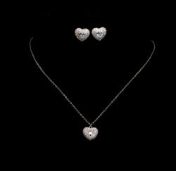 ElectraStore Set Stralucitor Placat Cu Aur Alb Cercei si Colier Silver Love (C4551)