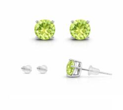  Cercei Olivina cu argint 925 rotunda fatetata 7x7x16 mm bijuterie cu mesaj pozitiv 1 pereche