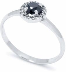 White & Black Halo fekete gyémánt eljegyzési gyűrű - 0, 4 karát (AU14350)