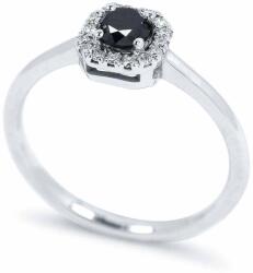 White & Black 0, 4 karátos fekete gyémánt eljegyzési gyűrű (AU14349)