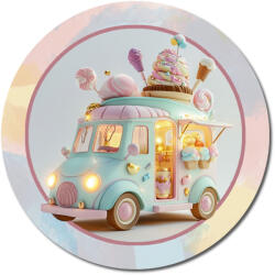  Nyomtatott fa tábla koszorú közép - Pasztell fagyis 11, 8cm - kosarbolt