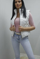 Norafashion Csinos steppelt cipzáras mellény (fehér) (458480)