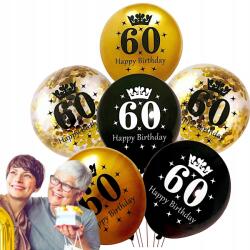 Galaxy Lufik 60. Születésnapra Fekete-arany Konfetti Lufik 6db-OS Szett 60TKE