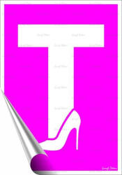 Információs matrica, 25x17, 5 cm, tanuló vezető T betű, női, pink