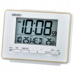 Seiko Fehér Asztali Szekrényes Megvilágított Ébresztőóra Seiko QHL096W Hőmérővel (QHL096W)