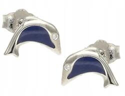 Lovrin Ezüst fülbevaló 925 delfin kék zománccal gyerek delfinek db (Lovrin104637)