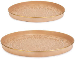 Bizzotto Set 2 tavi otel bej auriu Meknes Ø30x2, 5h; ø40x3 cm (0187365) Tava