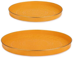 Bizzotto Set 2 tavi otel galben auriu Meknes Ø30x2, 5h; ø40x3 cm (0187366) Tava