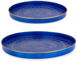 Bizzotto Set 2 tavi otel albastru auriu Meknes Ø30x2, 5h; ø40x3 cm (0187364) Tava