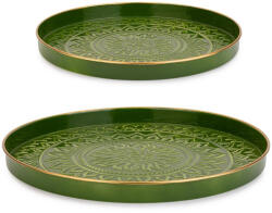 Bizzotto Set 2 tavi otel verde auriu Meknes Ø30x2, 5h; ø40x3 cm (0187363) Tava