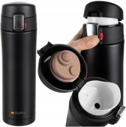 Ruhhy Thermo bögre termosz forró kávé teához 440 ml kulacs légmentesen záródó fekete (00025114)