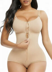 FeelinGirl Body Modelator Premium cu Fermoar si Dubla Compresie FeelinGirl, Bej, Marime 4XL