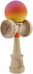 Flippy Kendama X Originala, Profesionala, Flippy, Cupe Mari KING SIZE V3, Rubber Grip, Gaura in Baza, Rulment Metalic, din lemn 18 cm, Ata 62 65 cm, Gradient Roz Rosu Galben (teo-165027)