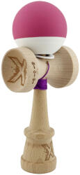 Flippy Kendama X Originala, Profesionala, Flippy, Rubber Grip, Cupe Mari KING SIZE V3, Gaura in Baza, Rulment Metalic, din lemn 18 cm, Ata 62 65 cm, Bicolor Roz inchis Alb (teo-165098)