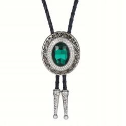  Bolo Nyakkendő Cowboy medál nagy nyaklánc Glam Strasszok Zöld Kő (6001891366996)