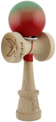 Flippy Kendama X Originala, Profesionala, Flippy, Super Sticky cu Cupe Mari KING SIZE V3, Gaura in Baza, Rulment Metalic, din lemn 18 cm, Ata 62 65 cm, Gradient Verde Portocaliu Rosu (teo-165421)