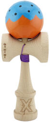 Flippy Kendama X Originala, Profesionala, Flippy, Big Cups V2, Super Sticky cu Cupe Mari, din lemn 18 cm, Rulment Metalic cu Ata 55 cm, Albastru Portocaliu (teo-164447)